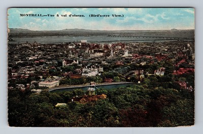 Canada Quebec Montreal Aerial Of View Town Area Postcard Old Vintage Card Postal