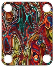 Neck Plate to fit Electric Guitar Color Graphic PJ Bass Strat Tele Abstract 15