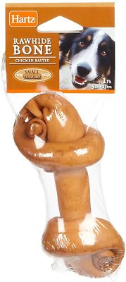 3 PACK Hartz 5'' Chicken Dental Rawhide Roundknot Bone No 81517
