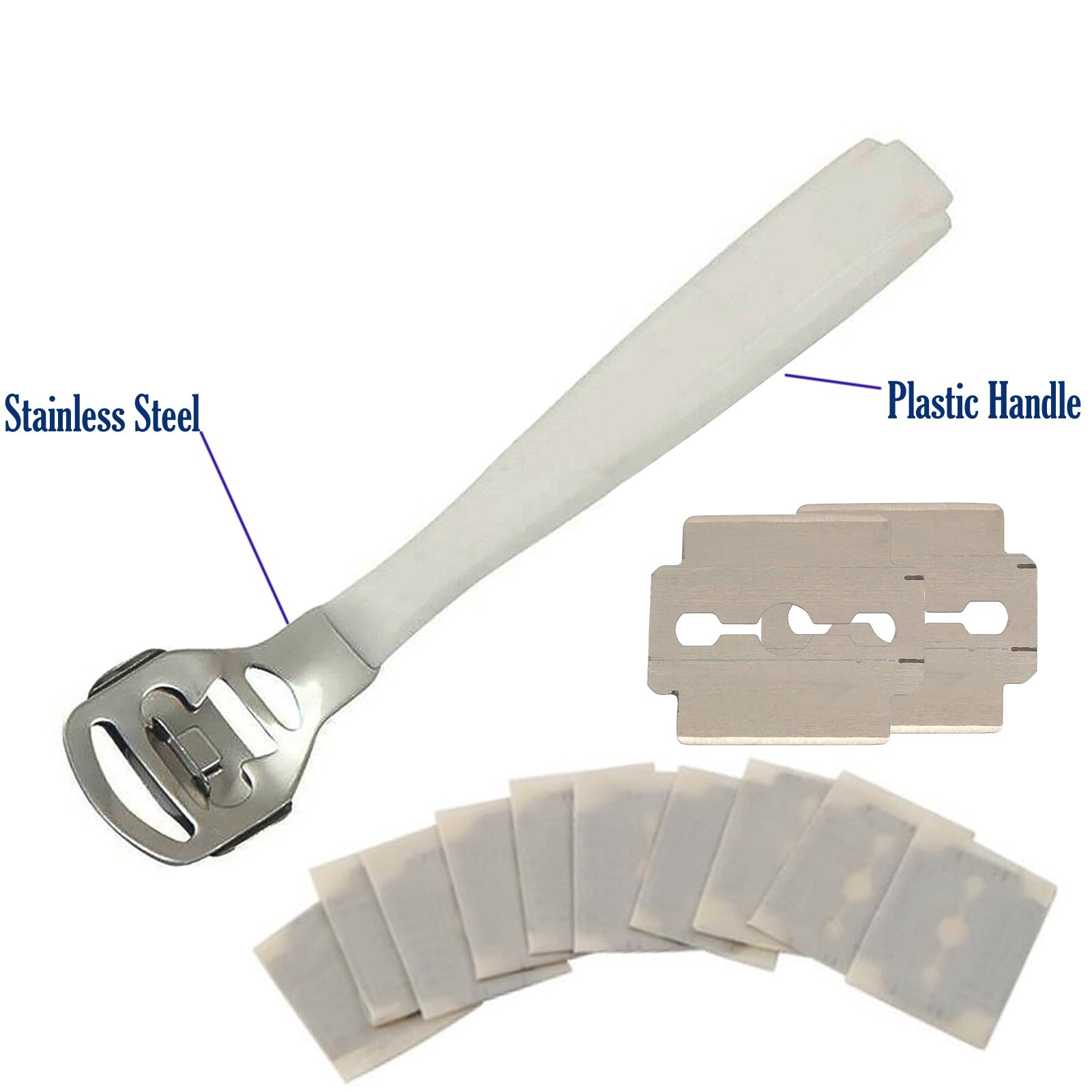 Razors W/10 Blades Foot Hard Tough Skin Corn Remover Tool