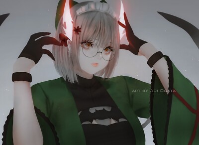 Anime girls aoi ogata simple background horns touhou Play Gaming Mat Desk