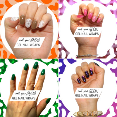 20 Gel Nail Wrap Sticker, Shimmer Sparkly, Semi Cured UV/LED, Nail Art Design