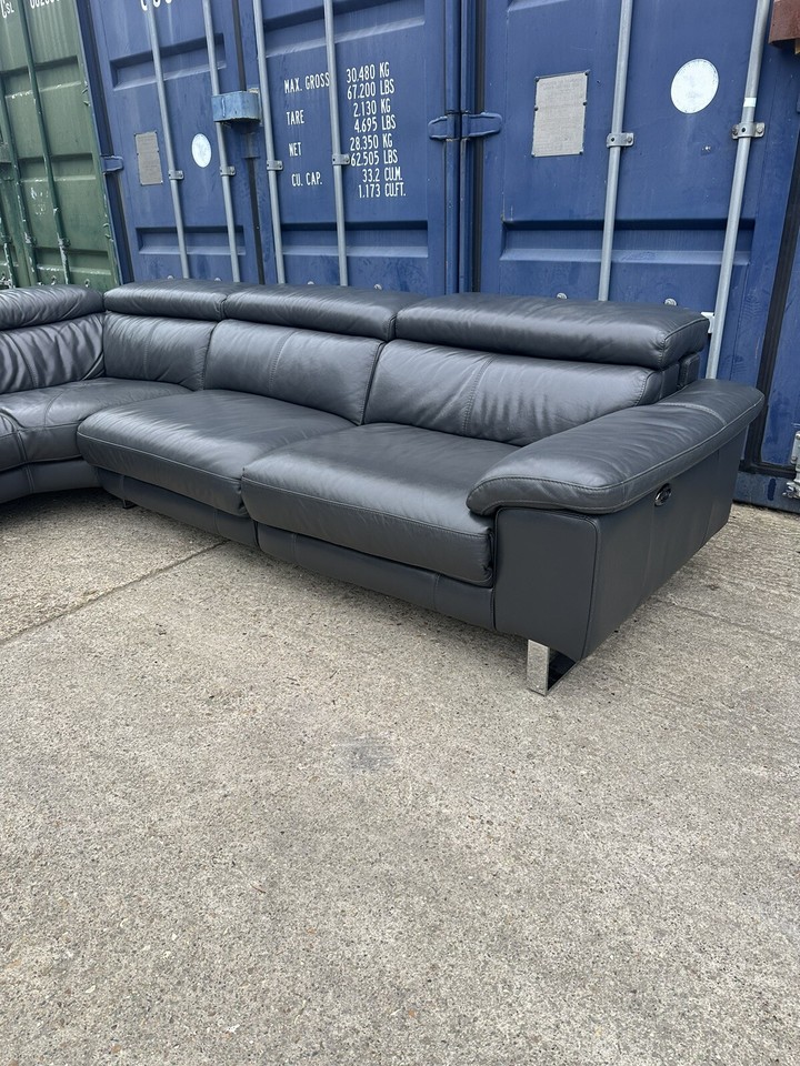 Lovely Grey Italian Leather Recliner Corner Sofa *Can Deliver* eBay