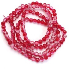 140 pcs Red Crackle Cracked Round Glass Crystal Charm Beads 6mm Craft DIY