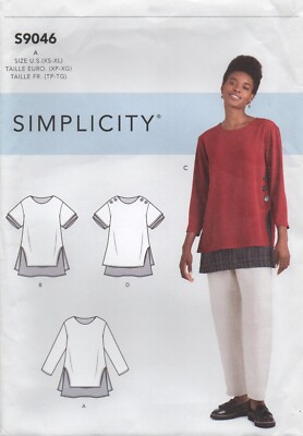 Simplicity Schnittmuster 9046 Tunika Tops mit Lagenlook Saum Gr. 6-24 Neu