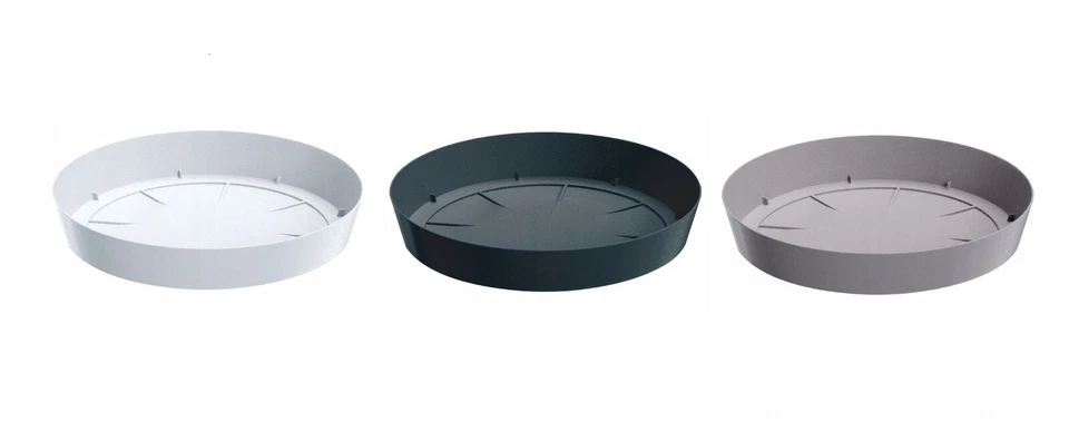 Round Plastic Water Plant Pot Saucer Trays Grey White Anthracite 8 sizes 10-38cm
