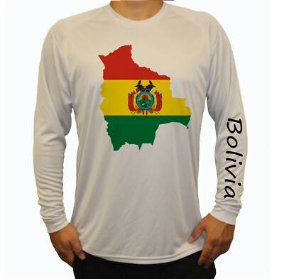 Bolivia Flag Map Fishing Boat Sport Long Sleeve UPF 30 T-Shirt UV Protection