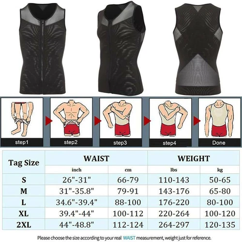Camisa de compresión torácica ginecomastia para ocultar hombre boobs moobs moldeador hombres adelgazamiento - Imagen 17 de 27