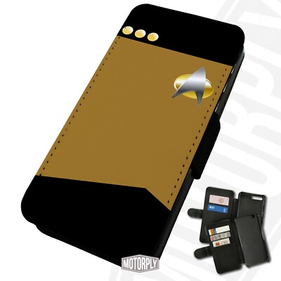 Printed Faux Leather Flip Phone Case For iPhone - Yellow-Shirts-Star-Trek |  eBay