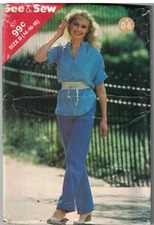 127 UNCUT Vintage Butterick SEWING Pattern Misses Loose Fitting Tunic Pants OOP 