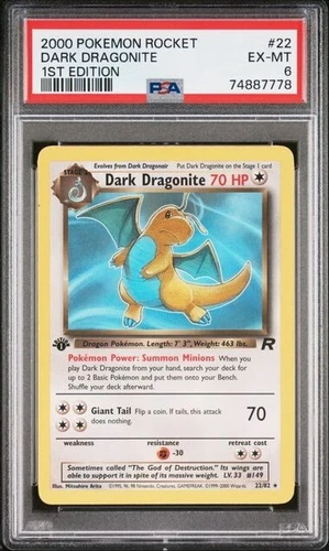 2000 Pokemon Rocket Dark Dragonite 1st Edition #22 PSA 6 EX-MT