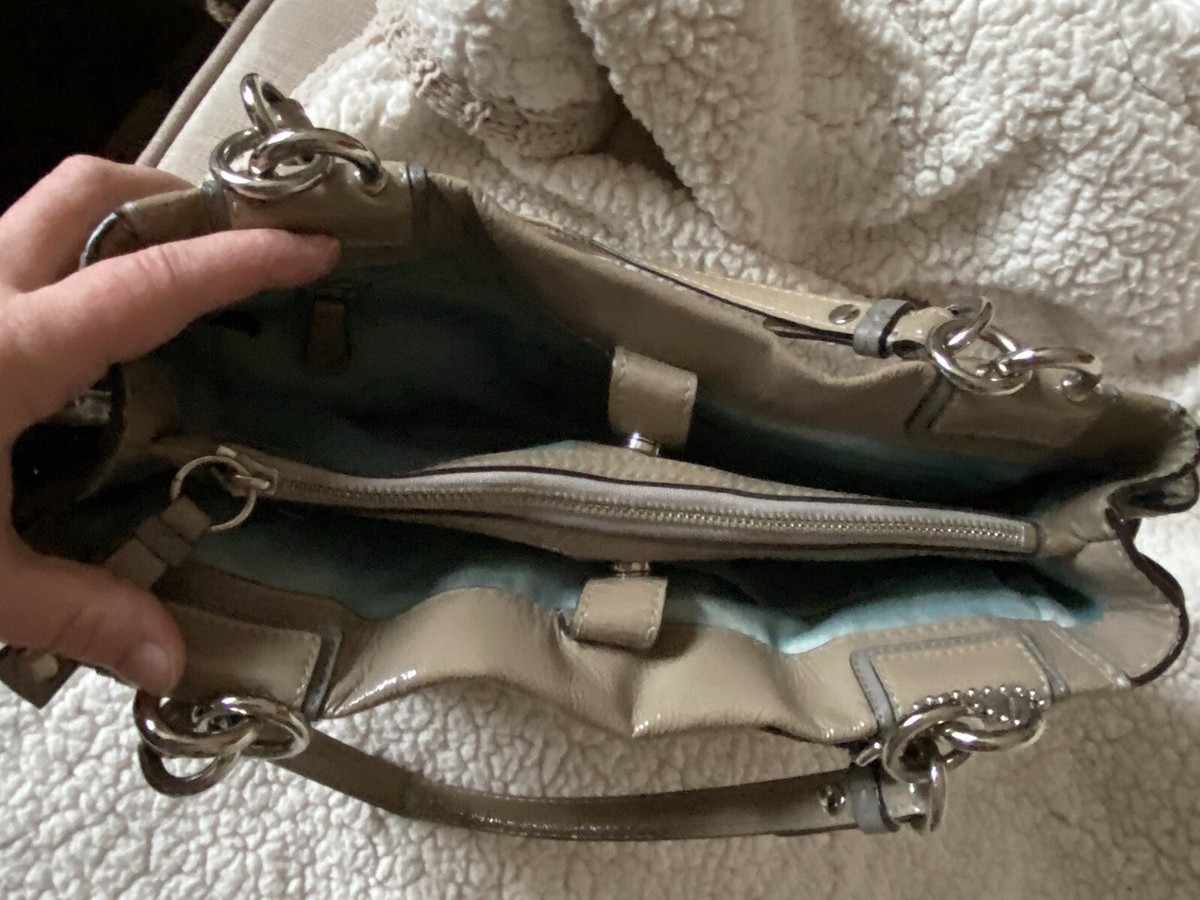 COACH Chelsea Peyton Carryall Handbag Satchel Gray Patent Leather