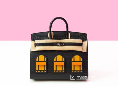 NEW HERMES SO BLACK MIDNIGHT FAUBOURG BIRKIN 20 HOUSE CROCODILE