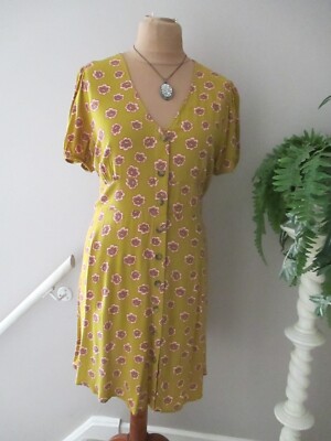 RED HERRING MUSTARD FLORAL DRESS SIZE 18 BNWT