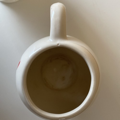 Two 2 1970s McCoy Pottery Smiley Face Mugs White with Red - Picture 3 of 6