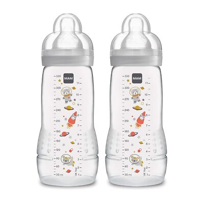  Easy Active Bottle 11 Oz (2-Count), Fast Flow Bottles, 4+ Month, Unisex, Gra