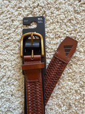 Adidas Originals Woven Leather Belt Cognac Brown Golf RFID M/L NWT IP9907