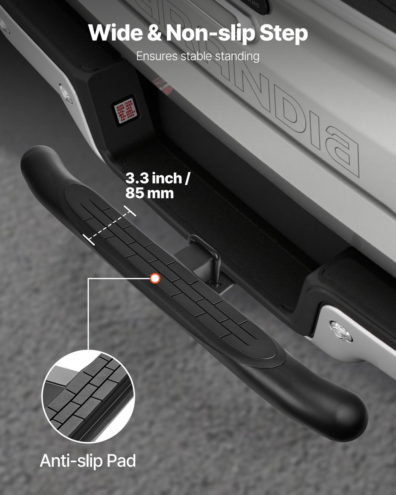 Hitch Step for 2 Inch Receiver - Heavy Duty Rear Bumper Guard with 350 LBS Load