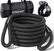 1"×30ft Kinetic Recovery Tow Rope Heavy Duty Energy Car Rope With 2 Soft Shackle