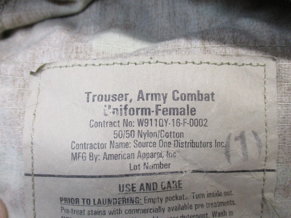 USGI ARMY OCP WOMEN'S TROUSER COMBAT UNIFORM PANTS FEMALE NON-FR NORMAL MATERIAL - Image 2 of 4
