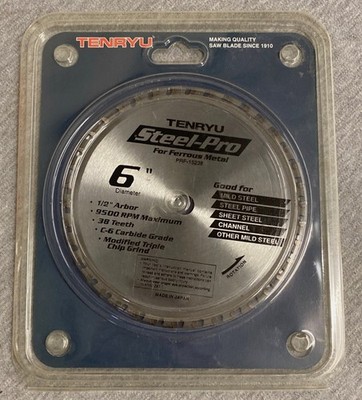 Tenryu PRF-15238 Steel-Pro Saw Blade 6'' Diameter 38T 0.079'' Kerf 1/2'' Arbor