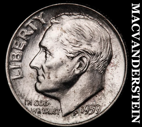 1959 Roosevelt Dime- Silver- Choice Gem Brilliant Uncirculated Luster #i9006