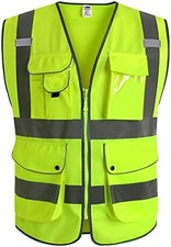 Class 2 High Visibility Safety Vest with 9 Pockets