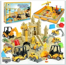 Sand Construction Site Kit - 37 Pcs Play Sand Art Kit with 8 Construction...