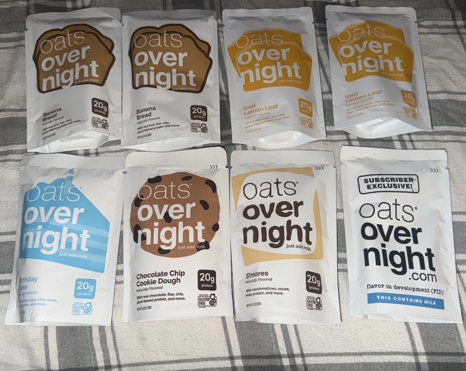 8 Assorted Bags Of Oats Overnight.  Exp Aug. 2026