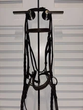 Brown Leather Braided English Horse Bridle W/ Full Cheek Bit ￼& Laced Reins