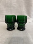 2 Vintage Anchor Hocking Georgian Forest Green Honeycomb Tumblers