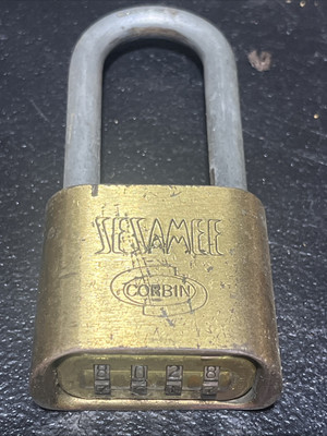 VINTAGE Solid Brass SESAMEE CORBIN FOUR DIGIT COMBINATION LOCK PADLOCK