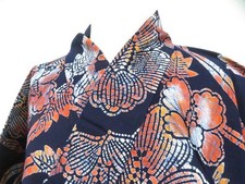 JAPANESE KIMONO YUKATA NAVY 157.5cm 5 ft 2 in COTTON EE3131
