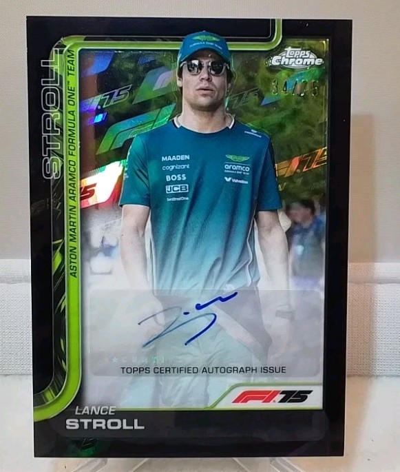 2025 Topps Chrome F1 Lance Stroll AUTO F1 75th Logo Fractor 34/75 #CAC-STR