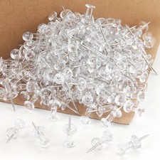 ZZTX Push Pins 500-Pack, Large Bulk Clear Thumb Tacks Steel Point and Clear Pla