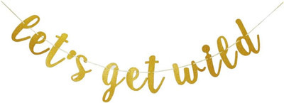 Let'S Get Wild Banner, Gold Glitter Jungle Theme Party Sign, Fiesta/Bachelorette
