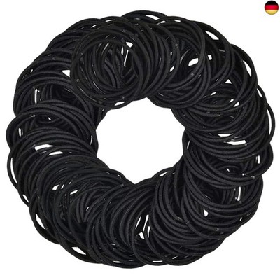 200 Stück Haargummis Damen und Herren, 2 mm, Schwarz, Langlebiges Nylon, Ideal f