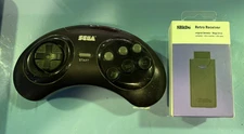 SEGA GENESIS 6 BUTTON CONTROLLER W/ BLUETOOTH 8BITDO MOD/RECIEVER - TESTED WORKS