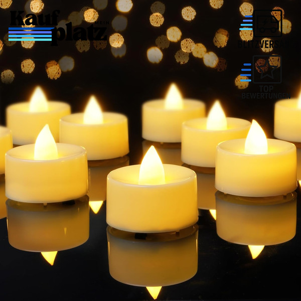 Flammenlose LED Teelichter 12Er Set Warmweiß Licht Mit WachshüLle-image