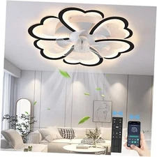 27" Smart Ceiling Fan with Lights and Remote, Modern Flush Mount 27" Black