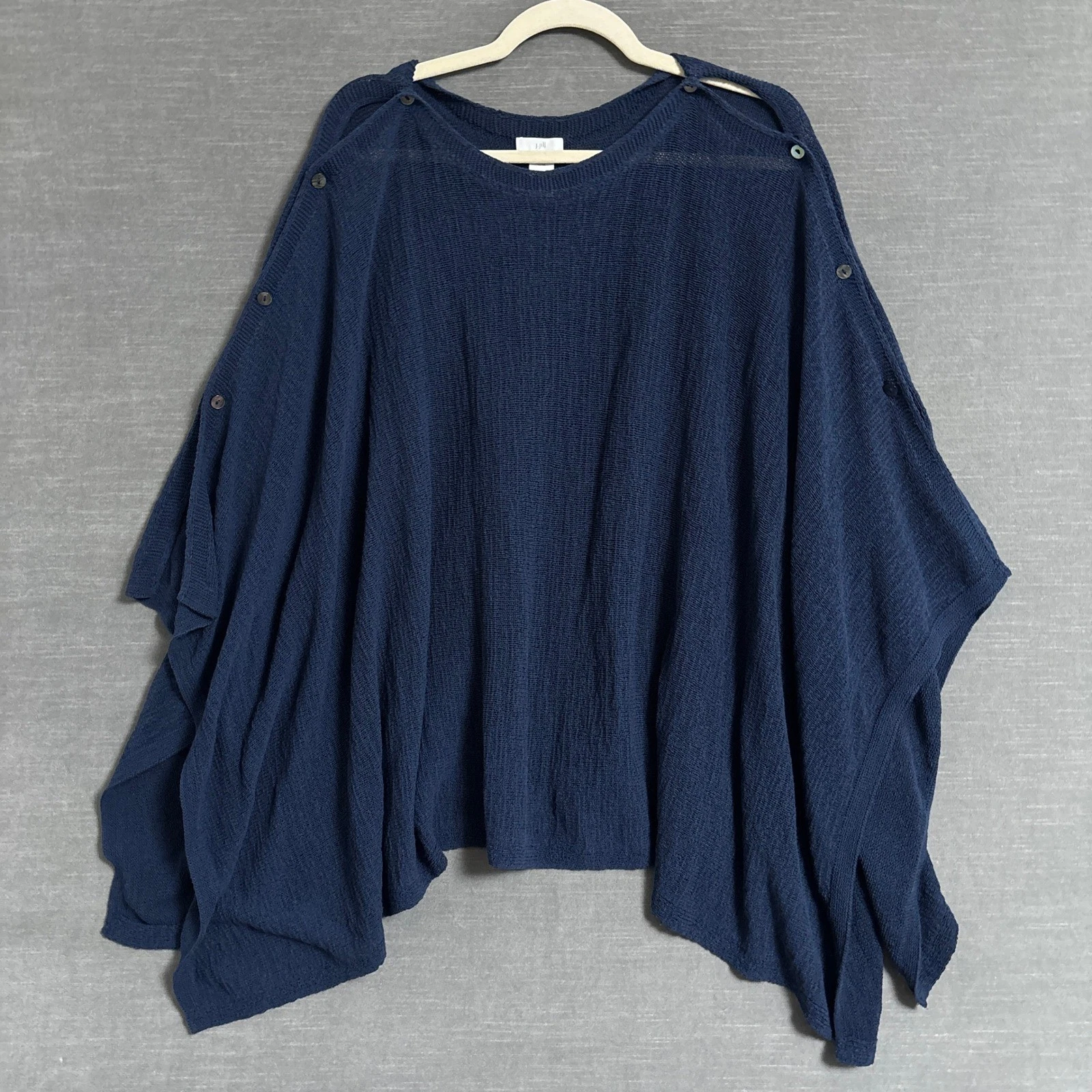 J Jill Poncho One Size Navy Blue Cotton Open Knit Sweater Top Beach Lagenlook
Opens in a new window