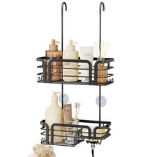 SWTYMIKI Shower Caddy Hanging Organizer - Over the Door Black