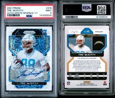TRE’ MCKITTY 2021 PANINI PRIZM WHITE SPARKLE ROOKIE AUTO 1/1 #416 PSA 9 CHARGERS