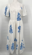 J Crew Sun Dress Womens 6 Floral Square Neck Puff Sleeve Midi Cottage Prairie