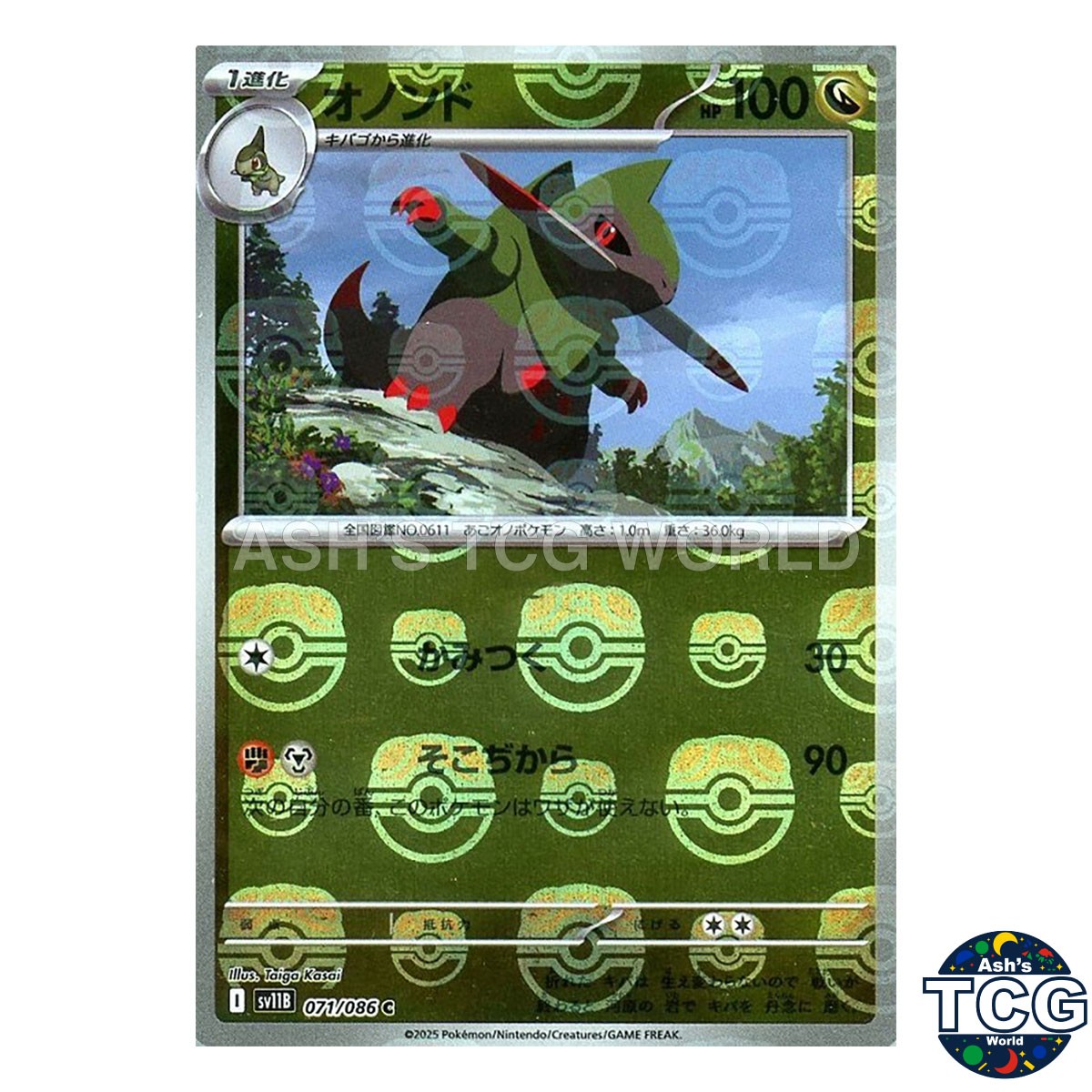 Fraxure Master Ball Reverse Holo 071/086 SV11B Black Bolt Pokemon Card Japanese