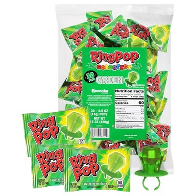 Ring Pop Green Halloween Candy Lollipops, 30Ct Bulk Candy Individually Wrapped
