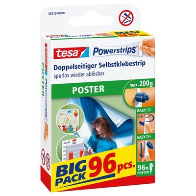 tesa Powerstrips Strips Poster für Tapeten geeignet selbstklebend 96 Stück OVP