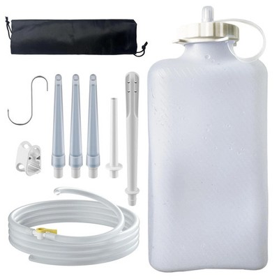 TCFAFA Silicone Enema Bag Kit, 2 Quart Capacity, 6.3ft Hose, 5 Enema Tips, Fl...