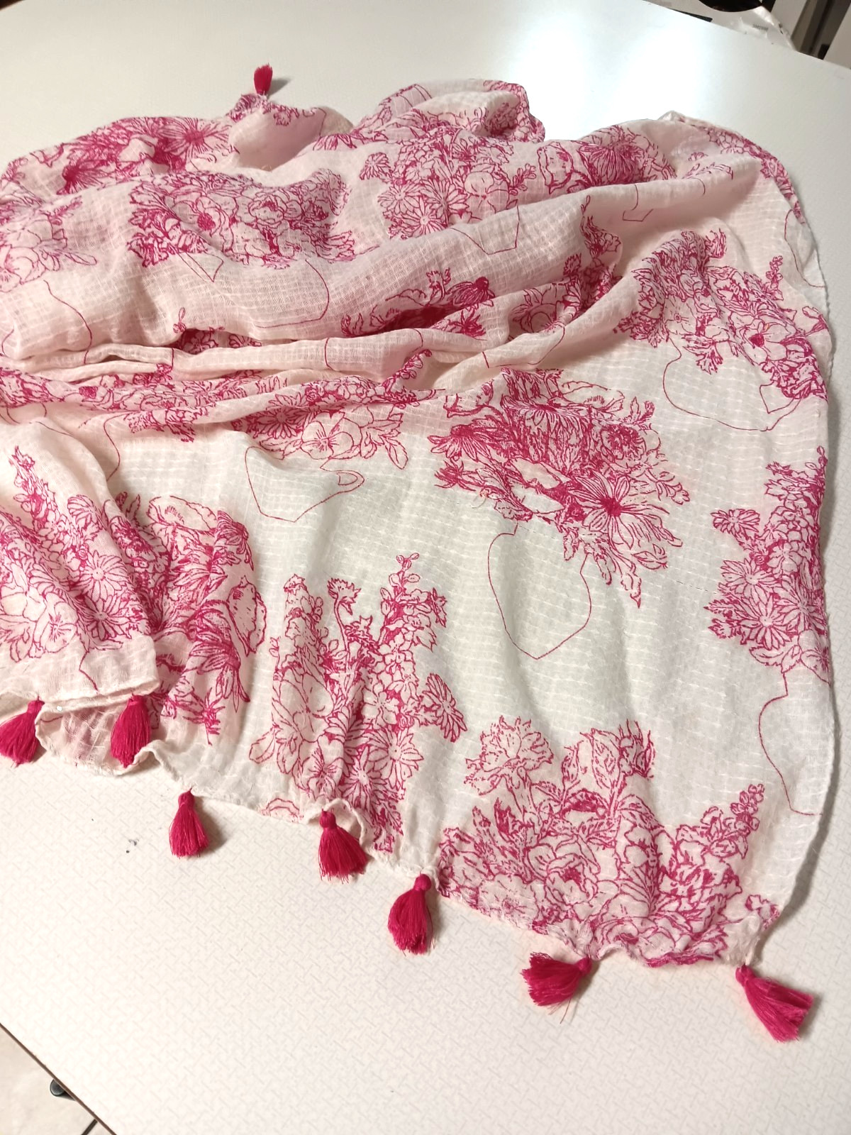 Laura Ashley Scarf Womens Cotton Pretty with Fringe