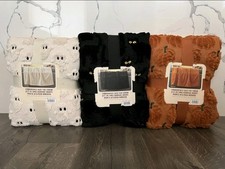 NWT Costco Halloween Faux Fur Throw Blanket Lot of 3 Ghost Cat Pumpkin
